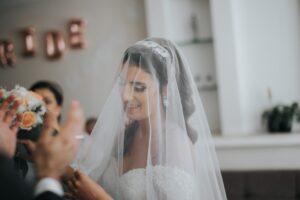 Wearing a veil at a wedding