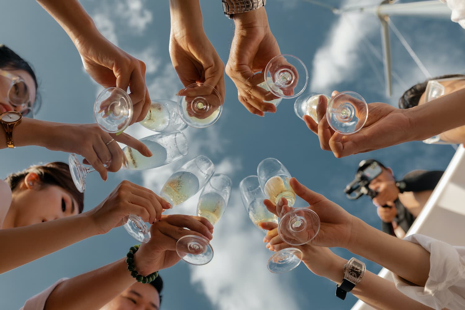 group cheersing at party venue in Nottingham